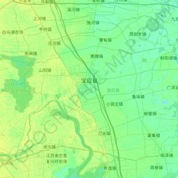 宝应县地形图、海拔、地势
