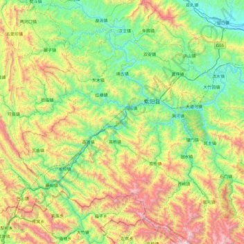 紫阳县地形图、海拔、地势