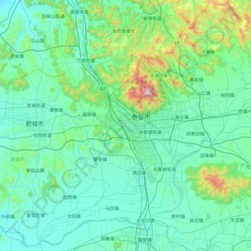 岱岳区地形图、海拔、地势