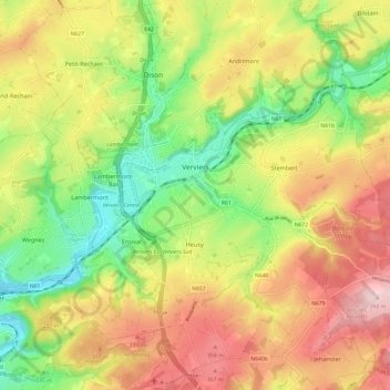 Verviers地形图、海拔、地势