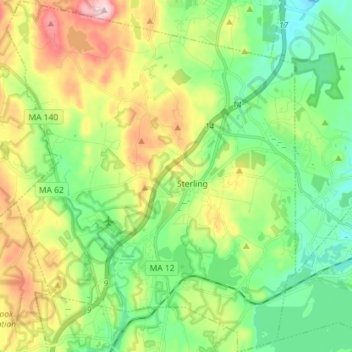 Sterling地形图、海拔、地势