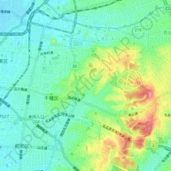 千種区地形图、海拔、地势