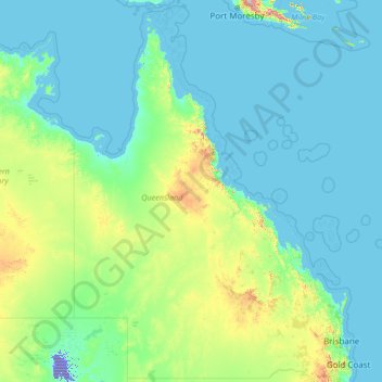 昆士兰州地形图、海拔、地势