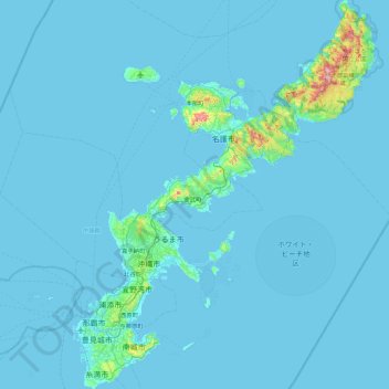 沖繩島冲绳本岛地形图、海拔、地势