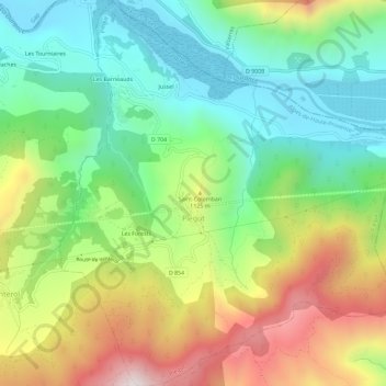 Piégut地形图、海拔、地势