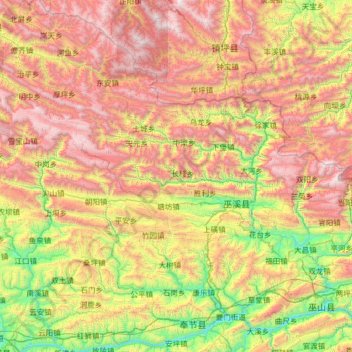 巫溪县地形图、海拔、地势
