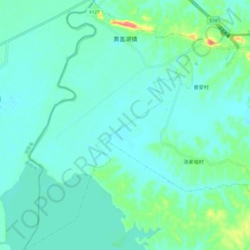 黄盖湖镇地形图、海拔、地势