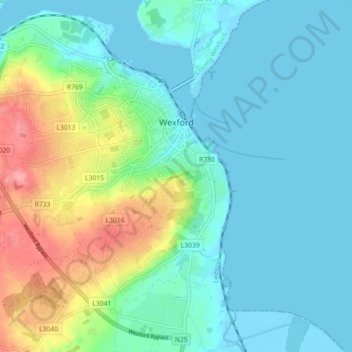 Wexford地形图、海拔、地势