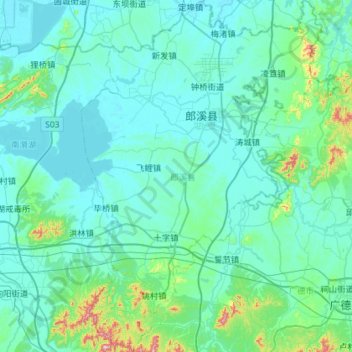 郎溪县地形图、海拔、地势