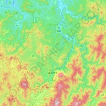 津和野町地形图、海拔、地势