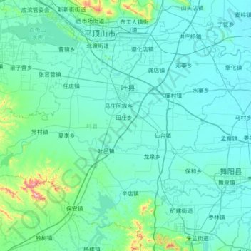 叶县地形图、海拔、地势