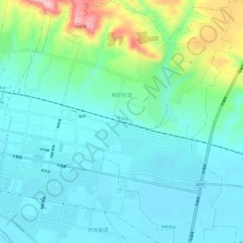 槐新街道地形图、海拔、地势