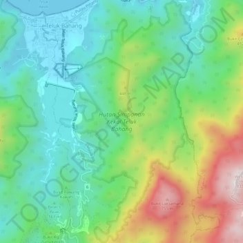 Teluk Bahang Permanent Forest Reserve地形图、海拔、地势