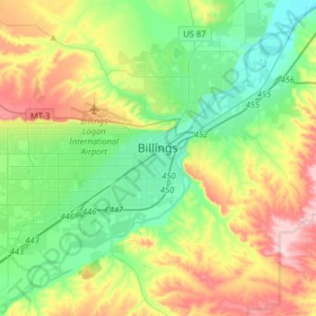 Billings地形图、海拔、地势