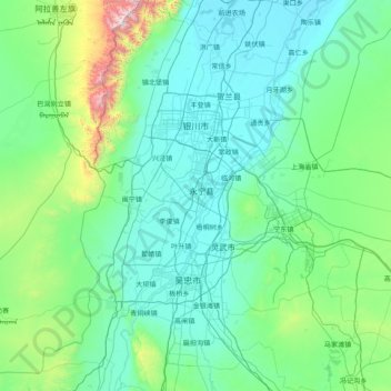 银川市地形图、海拔、地势