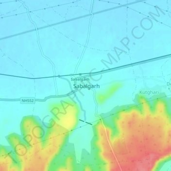 Sabalgarh地形图、海拔、地势