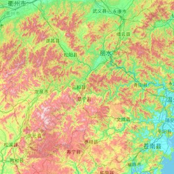 瓯江地形图、海拔、地势