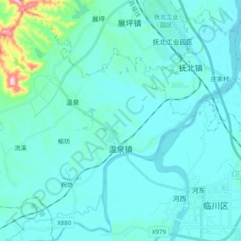 温泉镇地形图、海拔、地势