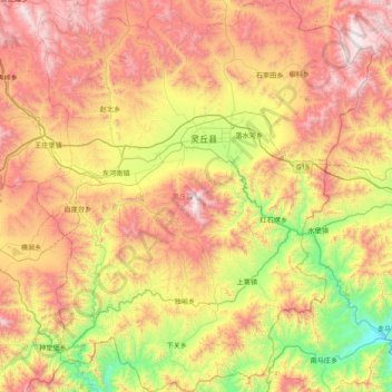 灵丘县地形图、海拔、地势