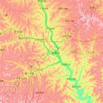 绥德县地形图、海拔、地势