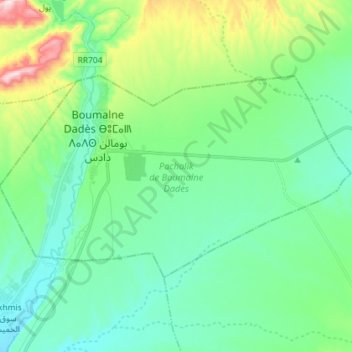 Pachalik de Boumalne Dades地形图、海拔、地势