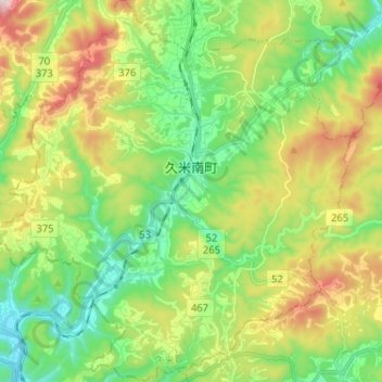 久米南町地形图、海拔、地势