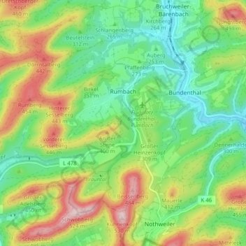 Rumbach地形图、海拔、地势
