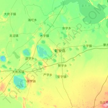 乾安县地形图、海拔、地势