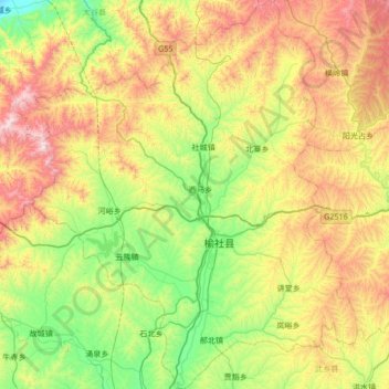 榆社县地形图、海拔、地势