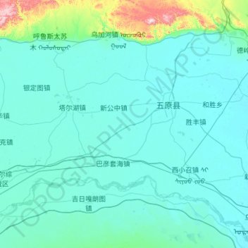 五原县地形图、海拔、地势