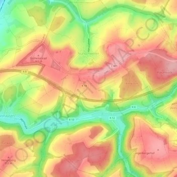 Nünschweiler地形图、海拔、地势
