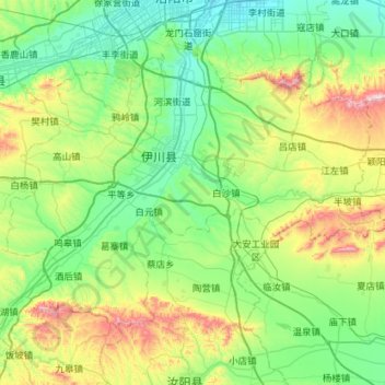 伊川县地形图、海拔、地势