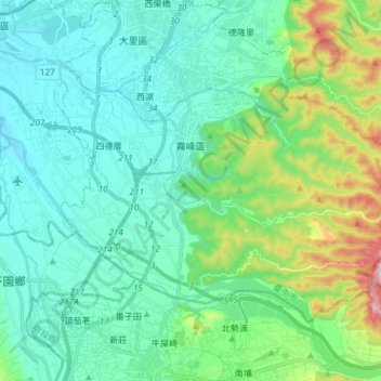 霧峰區地形图、海拔、地势