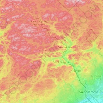 Les Pays-d'en-Haut地形图、海拔、地势