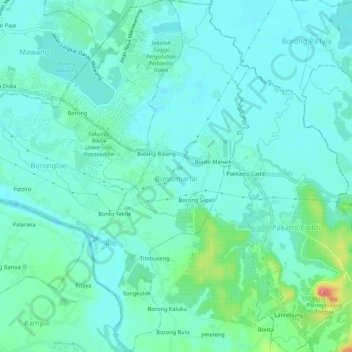 Bontomanai地形图、海拔、地势