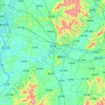 醴陵市地形图、海拔、地势