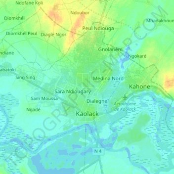 Kaolack地形图、海拔、地势