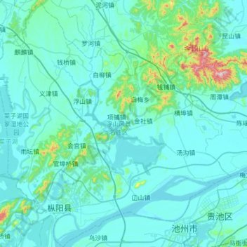 枞阳县地形图、海拔、地势