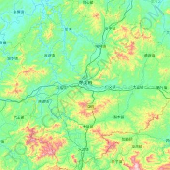 岑溪市地形图、海拔、地势