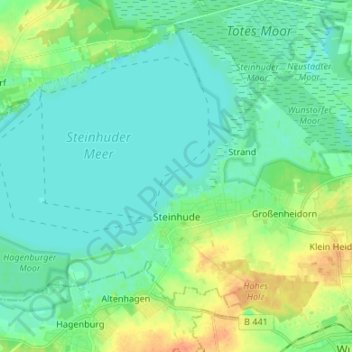 Steinhude地形图、海拔、地势