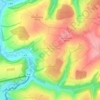 Großsteinhausen地形图、海拔、地势