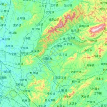 浏阳市地形图、海拔、地势