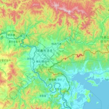 珲春市地形图、海拔、地势
