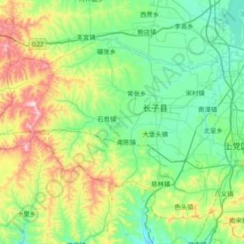 长子县地形图、海拔、地势