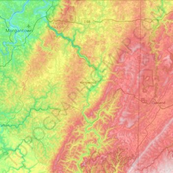 Preston County地形图、海拔、地势