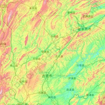 湘西土家族苗族自治州地形图、海拔、地势