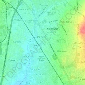 Cape Town Ward 11地形图、海拔、地势