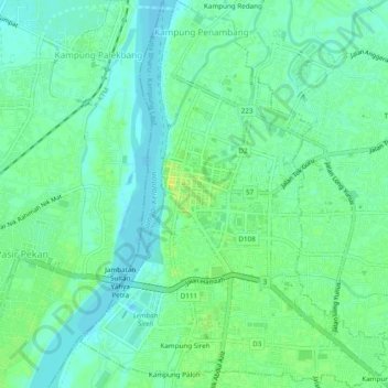 哥打峇鲁地形图、海拔、地势