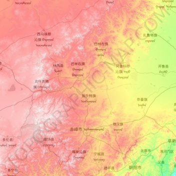 赤峰市地形图、海拔、地势
