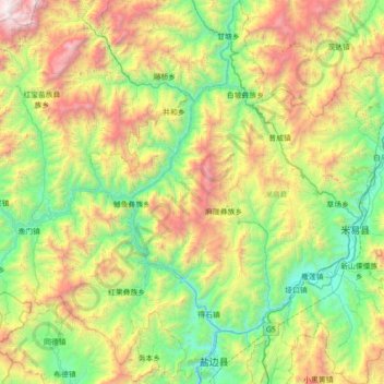 米易县地形图、海拔、地势